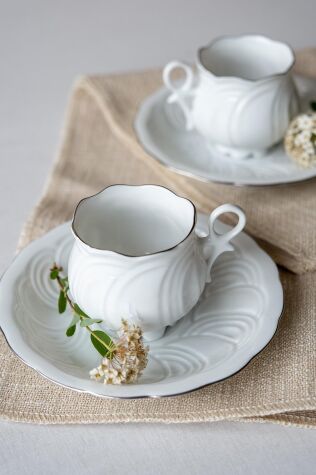 Kütahya Porselen Arte Bianco Kation 4 Parça 2 Kişilik Kahve Takımı - 