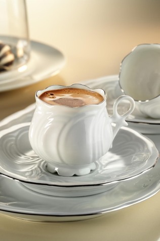 Kütahya Porselen Arte Bianco Kation 4 Parça 2 Kişilik Kahve Takımı - 