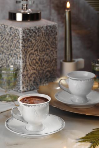 Kütahya Porselen Arte Bianco 4 Parça 2 Kişilik Lena Kahve Takımı - Artebianco