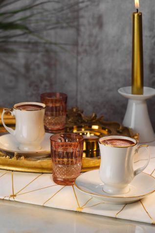 Kütahya Porselen Arte Bianco 4 Parça 2 Kişilik Muna Kahve Takımı - Artebianco