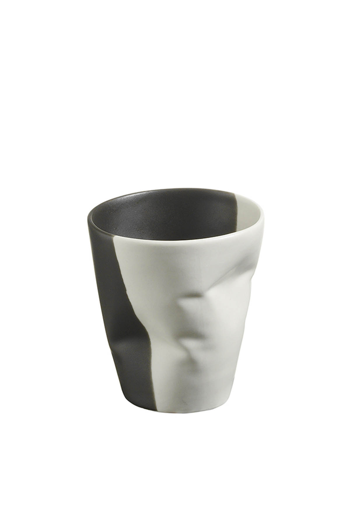 Kütahya Porselen Crash 2'li Espresso Kahve Seti Krem/Siyah