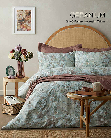 English Home Geranium Nevresim Takımı, 200x220, Krem - English Home