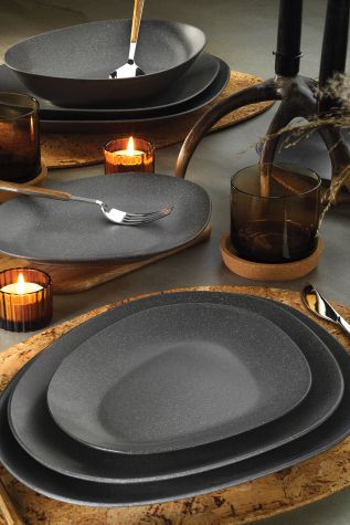 Kütahya Porselen Galaxy Mat 22 Cm Düz Tabak Mix Granül Antrasit - Kütahya Porselen