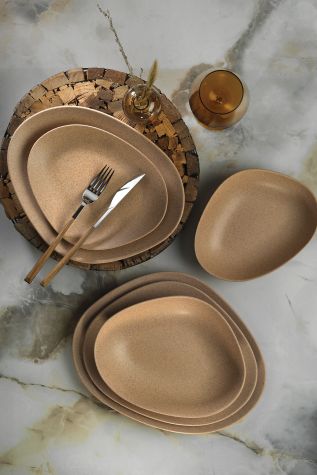 Kütahya Porselen Galaxy Mat 22 Cm Düz Tabak Mix Granül Bej - Kütahya Porselen