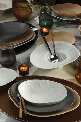 Kütahya Porselen Galaxy Mat 25 Cm Çukur Tabak Mix Granül Krem - Kütahya Porselen