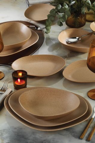 Kütahya Porselen Galaxy Mat 25 Cm Çukur Tabak Mix Granül Bej - Kütahya Porselen