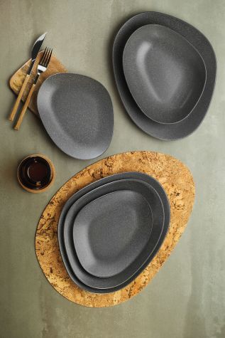 Kütahya Porselen Galaxy Mat 30 Cm Düz Tabak Mix Granül Antrasit - Kütahya Porselen