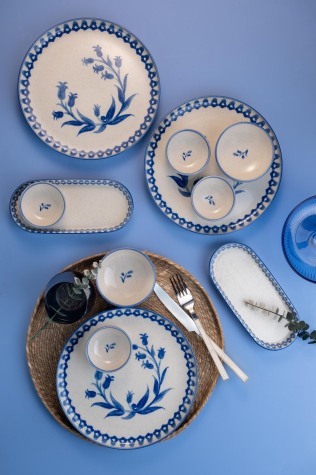 Kütahya Porselen 14 Parça 6 Kişilik Kahvaltı Takımı Ottoman Elegance Mavi - Kütahya Porselen