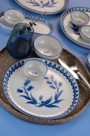 Kütahya Porselen 14 Parça 6 Kişilik Kahvaltı Takımı Ottoman Elegance Mavi - Kütahya Porselen