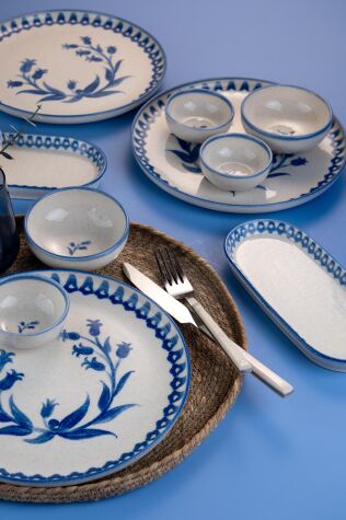 Kütahya Porselen 14 Parça 6 Kişilik Kahvaltı Takımı Ottoman Elegance Mavi - Kütahya Porselen