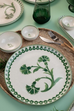 Kütahya Porselen 14 Parça 6 Kişilik Kahvaltı Takımı Ottoman Elegance Yeşil - Kütahya Porselen