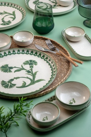 Kütahya Porselen 14 Parça 6 Kişilik Kahvaltı Takımı Ottoman Elegance Yeşil - Kütahya Porselen