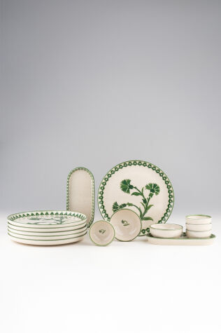 Kütahya Porselen 14 Parça 6 Kişilik Kahvaltı Takımı Ottoman Elegance Yeşil - Kütahya Porselen