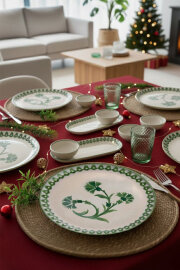 Kütahya Porselen 14 Parça 6 Kişilik Kahvaltı Takımı Ottoman Elegance Yeşil 