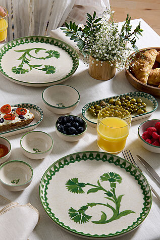 Kütahya Porselen 14 Parça 6 Kişilik Kahvaltı Takımı Ottoman Elegance Yeşil - Kütahya Porselen