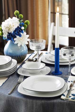 Kütahya Porselen Lapis 24 Parça 6 Kişilik Yemek Takımı Lacivert File - Kütahya Porselen