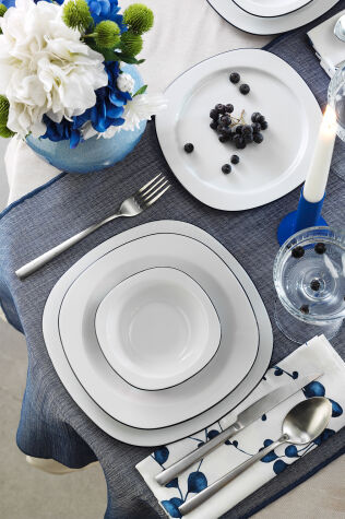 Kütahya Porselen Lapis 24 Parça 6 Kişilik Yemek Takımı Lacivert File - Kütahya Porselen