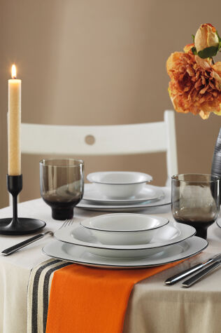 Kütahya Porselen Lapis 24 Parça 6 Kişilik Yemek Takımı Siyah File - Kütahya Porselen