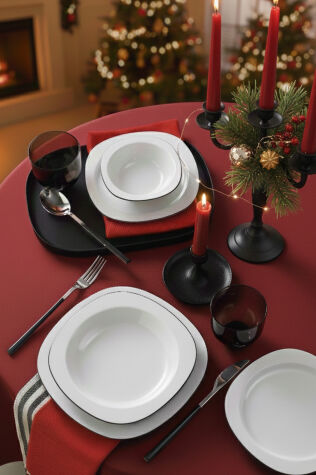 Kütahya Porselen Lapis 24 Parça 6 Kişilik Yemek Takımı Siyah File - Kütahya Porselen