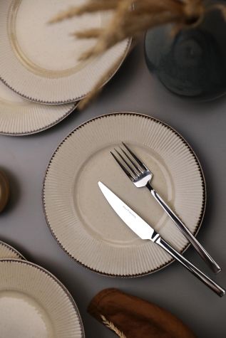 Kütahya Porselen Adler 6 Parça 21 Cm Pasta Takımı Tarçın - Kütahya Porselen