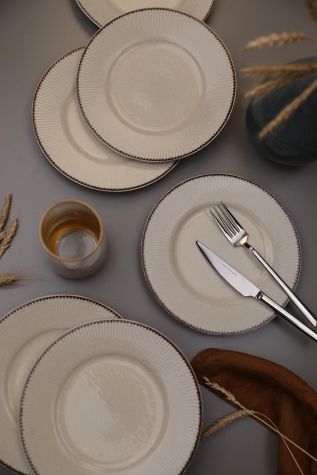 Kütahya Porselen Adler 6 Parça 21 Cm Pasta Takımı Tarçın - Kütahya Porselen