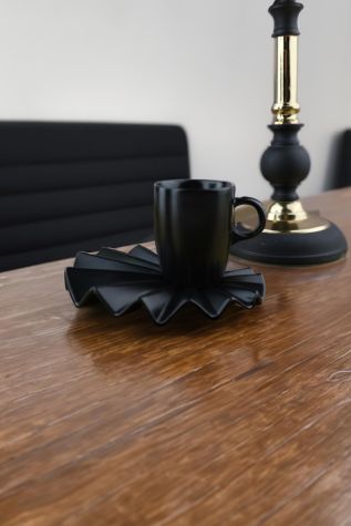 Kütahya Porselen Adora 4 Parça 2 Kişilik Kahve Takımı Siyah - Kütahya Porselen