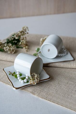 Kütahya Porselen Arte Bianco Limagos 4 Parça 2 Kişilik Kahve Takımı - Artebianco