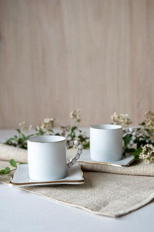 Kütahya Porselen Arte Bianco Limagos 4 Parça 2 Kişilik Kahve Takımı - Artebianco