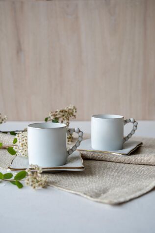 Kütahya Porselen Arte Bianco Limagos 4 Parça 2 Kişilik Kahve Takımı - Artebianco