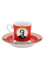 Kütahya Porselen 4 Parça 2 Kişilik Atatürk Kırmızı Kahve Takımı - Kütahya Porselen
