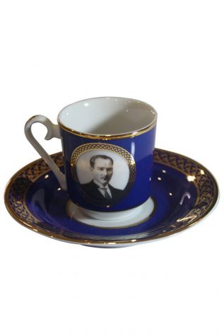 Kütahya Porselen - Kütahya Porselen Atatürk Lacivert Kahve Takımı