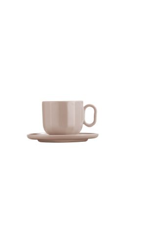 Kütahya Porselen - Kütahya Porselen Bevel 4 Parça Espresso Kahve Takımı Mat Pembe
