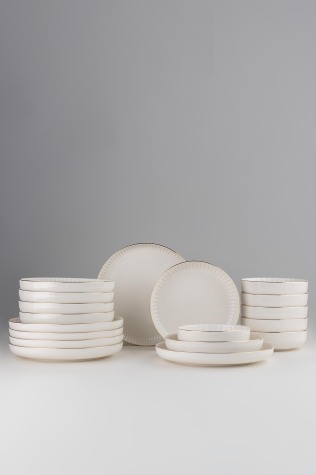 Kütahya Porselen Bone Crest 18 Parça 6 Kişilik Yemek Takımı Altın Fileli - Kütahya Porselen