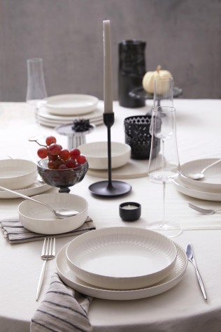 Kütahya Porselen Bone Crest 18 Parça 6 Kişilik Yemek Takımı Platin Fileli - Kütahya Porselen