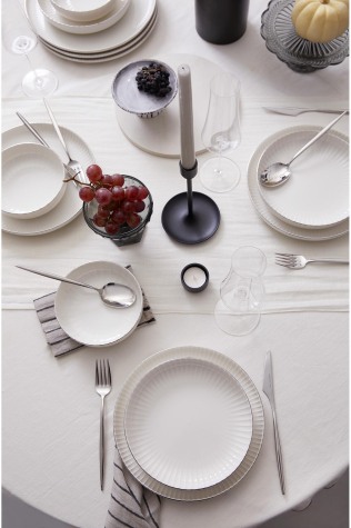 Kütahya Porselen Bone Crest 18 Parça 6 Kişilik Yemek Takımı Platin Fileli - Kütahya Porselen