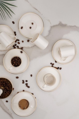 Kütahya Porselen Bone Desire 12 Parça 6 Kişilik Kahve Takımı Altın File - Kütahya Porselen