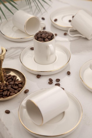 Kütahya Porselen Bone Desire 12 Parça 6 Kişilik Kahve Takımı Altın File - Kütahya Porselen