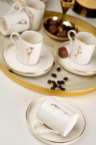 Kütahya Porselen Bone Desire 12 Parça 6 Kişilik Kahve Takımı Angelica Altın - Kütahya Porselen