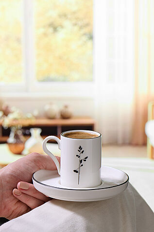 Kütahya Porselen Bone Desire 12 Parça 6 Kişilik Kahve Takımı Angelica Siyah - KÜTAHYA PORSELEN