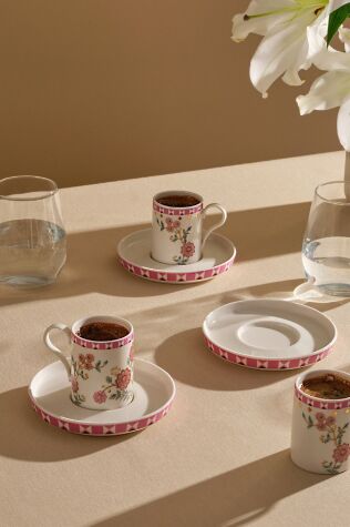 Kütahya Porselen Bone Desire 12 Parça 6 Kişilik Kahve Takımı Chirpy - Kütahya Porselen