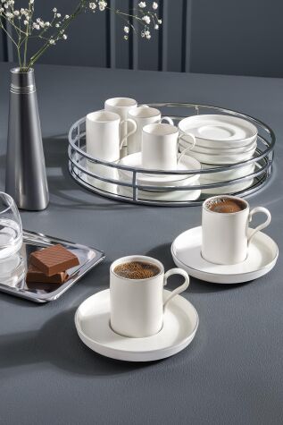 Kütahya Porselen Bone Desire 12 Parça 6 Kişilik Kahve Takımı Platin - Kütahya Porselen