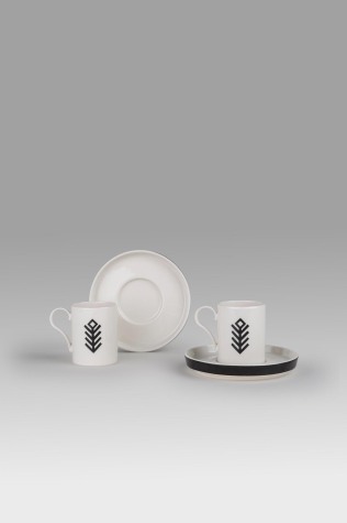 Kütahya Porselen Bone Desire 4 Parça 2 Kişilik Kahve Takımı Bereket Sembolü - Kütahya Porselen