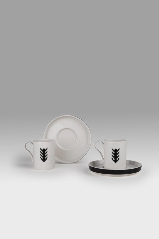 Kütahya Porselen Bone Desire 4 Parça 2 Kişilik Kahve Takımı Ölümsüzlük Sembolü - Kütahya Porselen