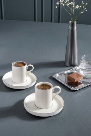 Kütahya Porselen Bone Desire 4 Parça 2 Kişilik Kahve Takımı Platin - Kütahya Porselen