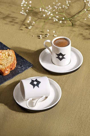 Kütahya Porselen Bone Desire 4 Parça 2 Kişilik Kahve Takımı Mutluluk Sembolü - Kütahya Porselen