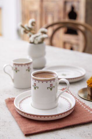 Kütahya Porselen Bone Goblen 4 Parça 2 Kişilik Kahve Takımı - Kütahya Porselen