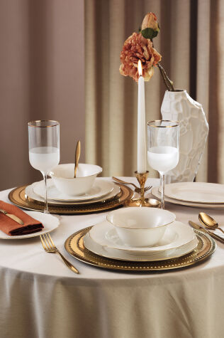 Kütahya Porselen Bone İlay 36 Parça 8 Kişilik Yemek Takımı Altın File - Kütahya Porselen