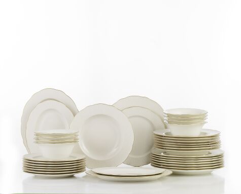 Kütahya Porselen Bone İlay 36 Parça 8 Kişilik Yemek Takımı Altın File - Kütahya Porselen