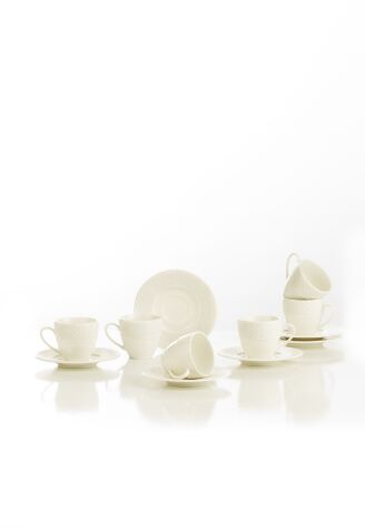 Kütahya Porselen Bone İron12 Parça 6 Kişilik Kahve Takımı - KÜTAHYA PORSELEN