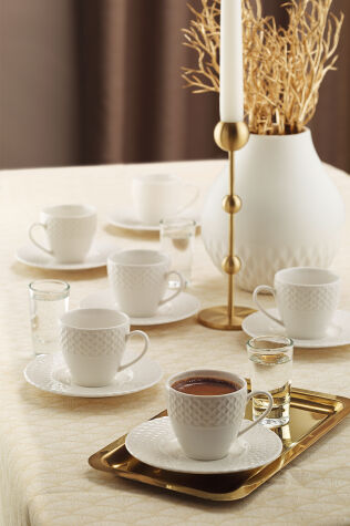 Kütahya Porselen Bone İron12 Parça 6 Kişilik Kahve Takımı - KÜTAHYA PORSELEN